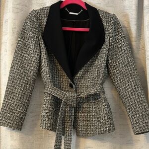 Women's Black and Gray Tweed Jacket